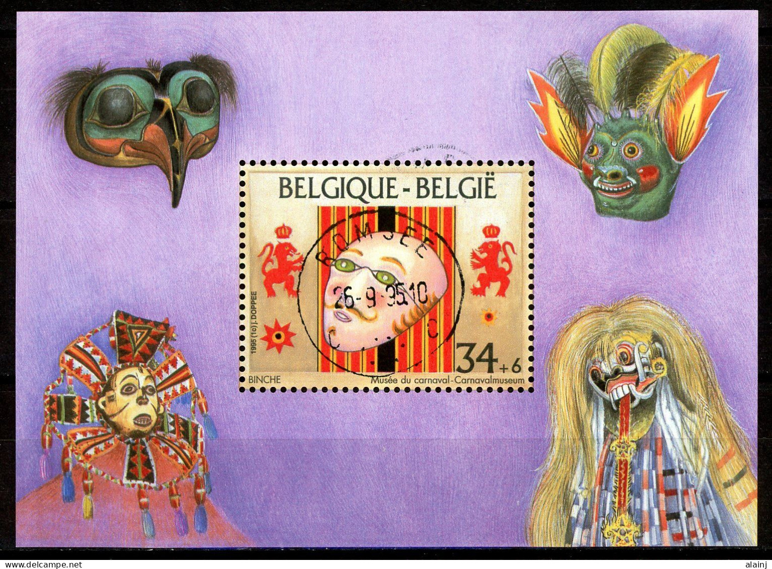 BE   BL70   Obl.   ---   Promotion De La Philatélie : Carnaval De Binche  --  Oblitération Centrale Romsée - 1961-2001