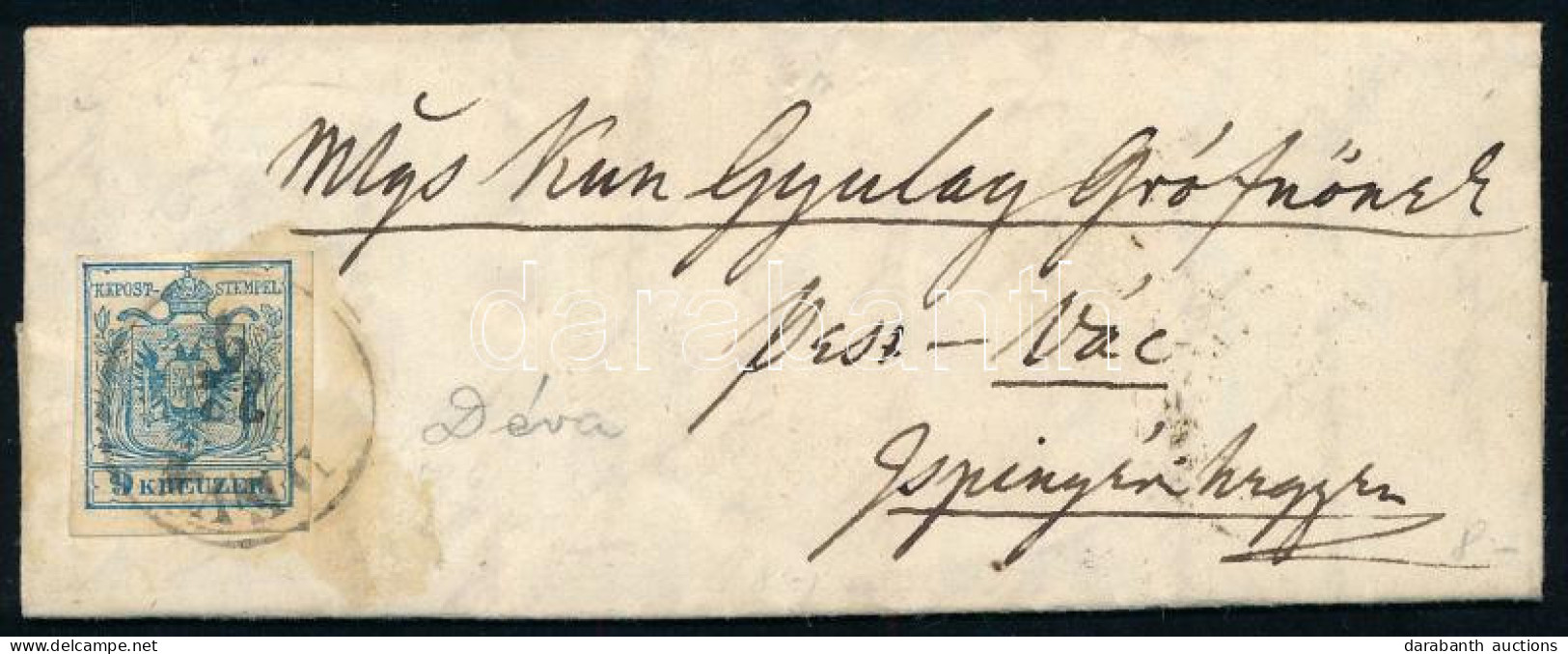 1855 9kr Levélen "DÉVA" - Other & Unclassified