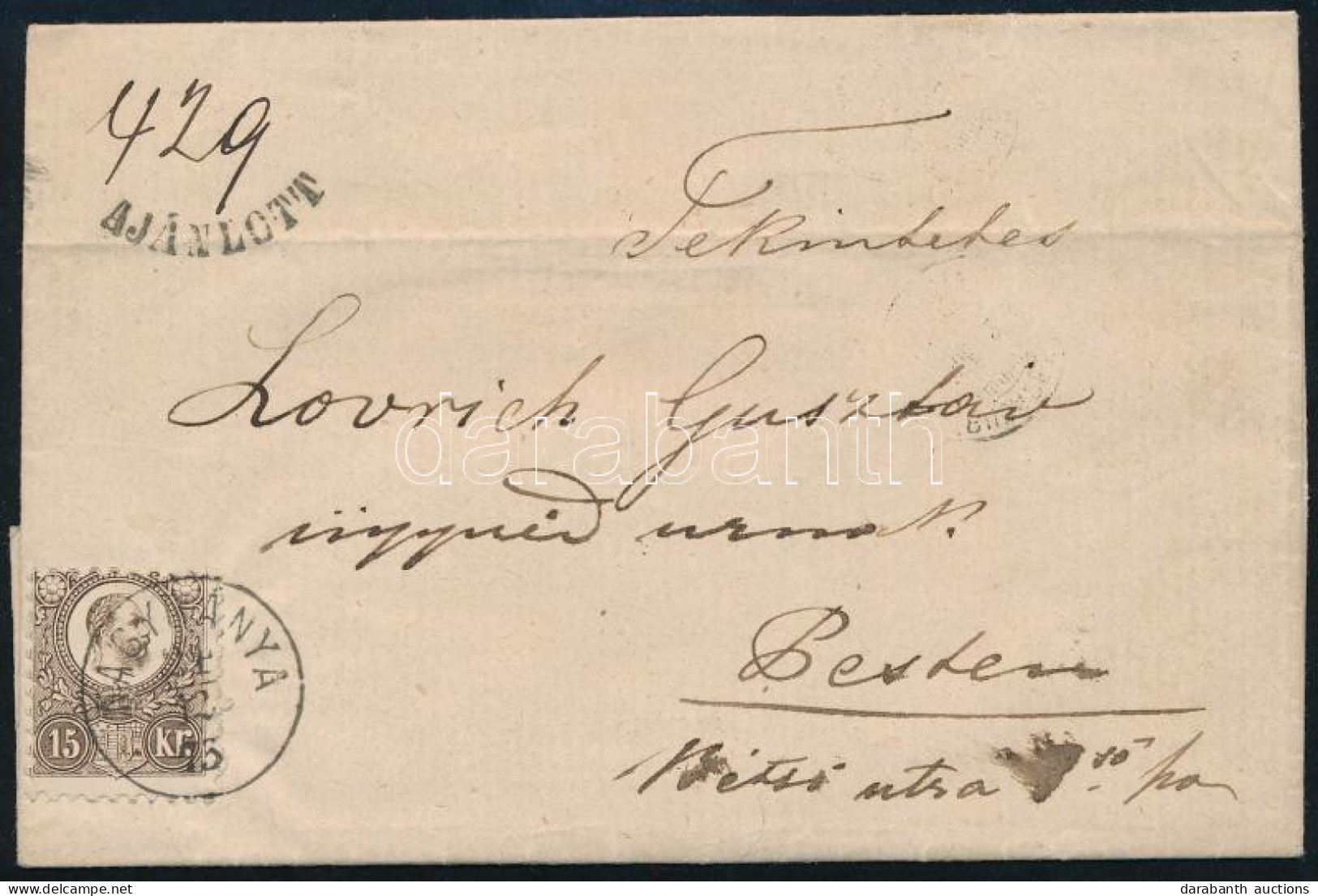 1873 Réznyomat 15kr Elfogazva, Ajánlott Levélen / On Registered Cover "NAGYBÁNYA" - Pest - Sonstige & Ohne Zuordnung