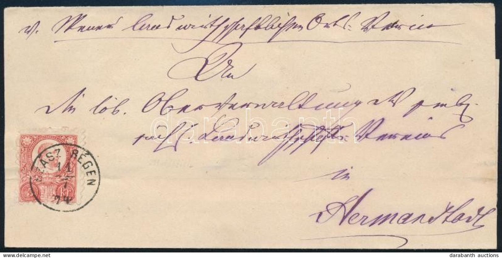 1874 5kr Levélen / On Cover "SZÁSZ-RÉGEN" - Other & Unclassified