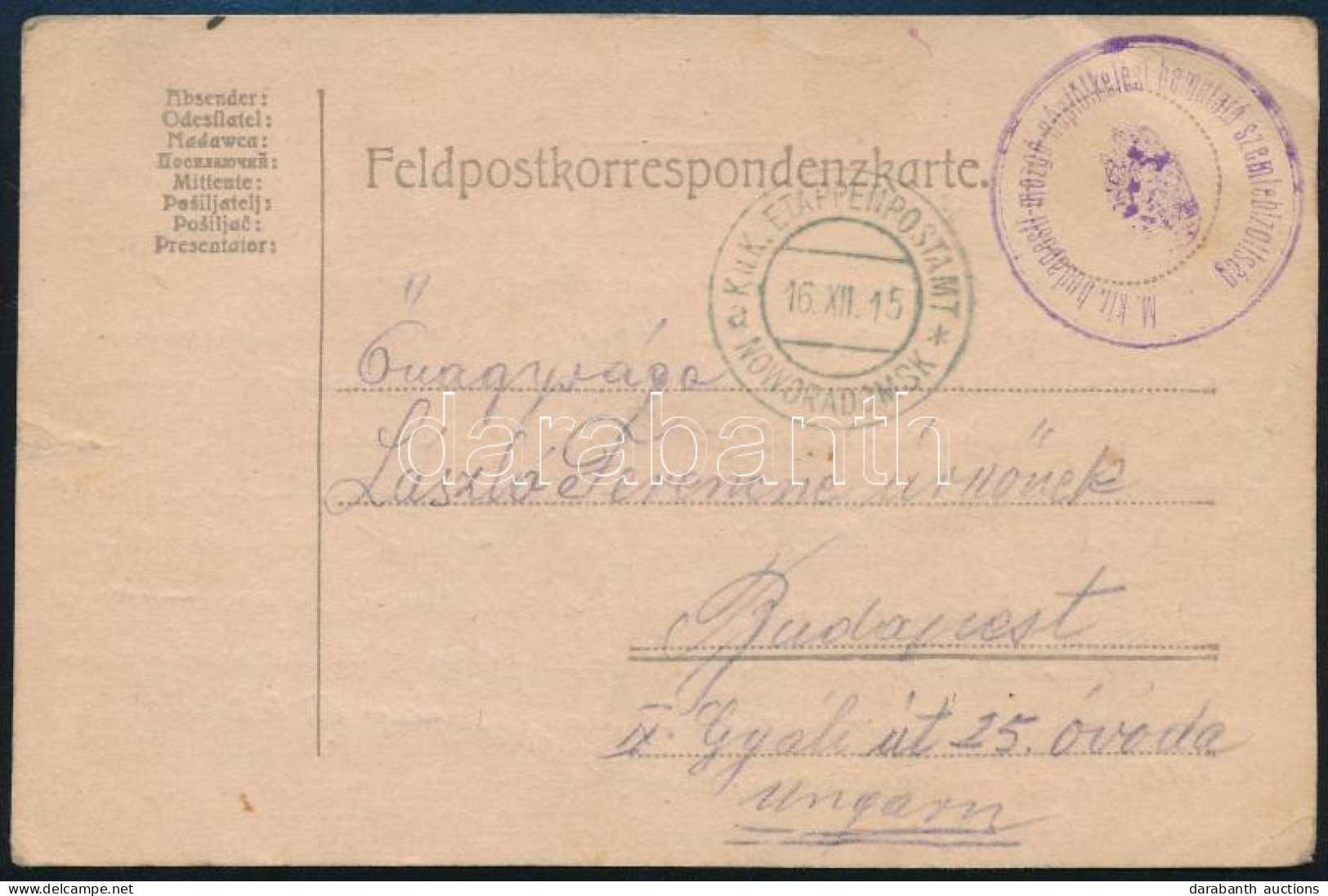 1915 Tábori Lap "EP NOWORADOMSK A" - Other & Unclassified