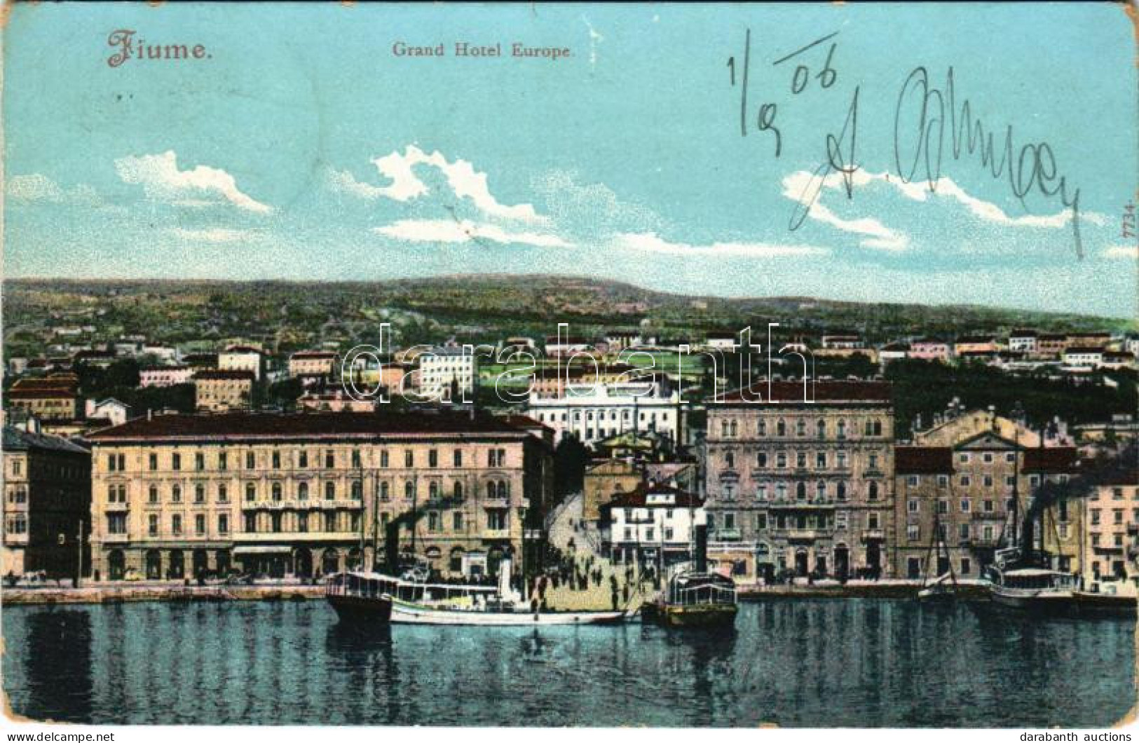 * T3 1906 Fiume, Rijeka; Grand Hotel Europe (fa) - Non Classés