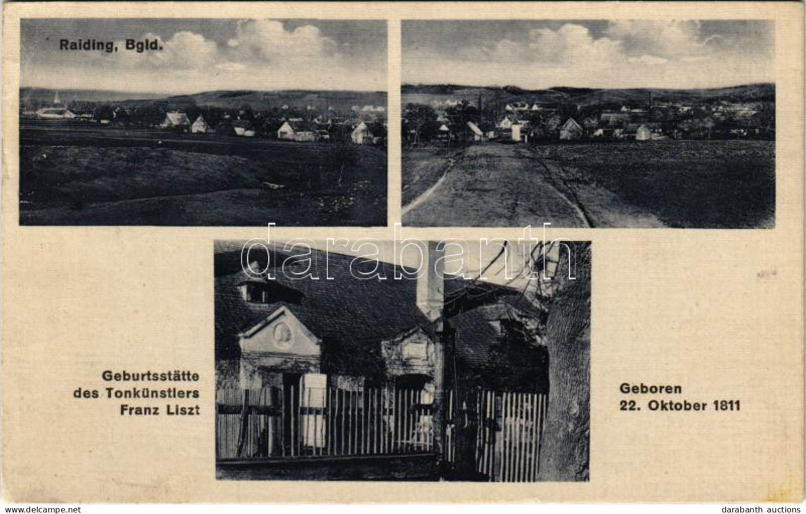 ** T3 Doborján, Raiding; Geburtsstätte Des Tonkünstlers Franz Liszt. Geboren 22. Oktober 1811 / Liszt Ferenc (1811-1886) - Unclassified