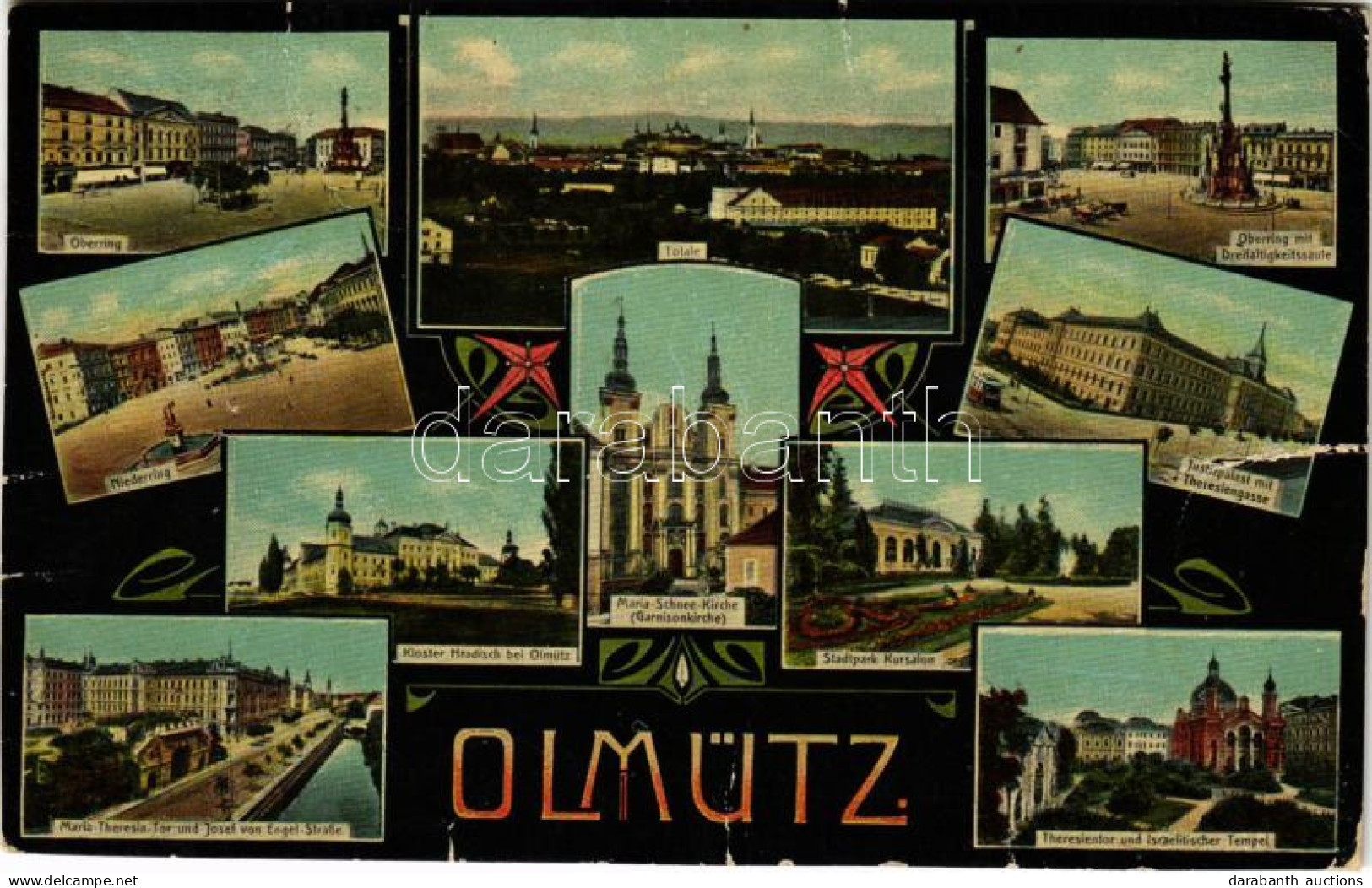 T4 1915 Olomouc, Olmütz; Oberring, Niederring, Totale, Dreifaltigkeitssäule, Justizpalast Mit Theresiengasse, Kloster Hr - Ohne Zuordnung