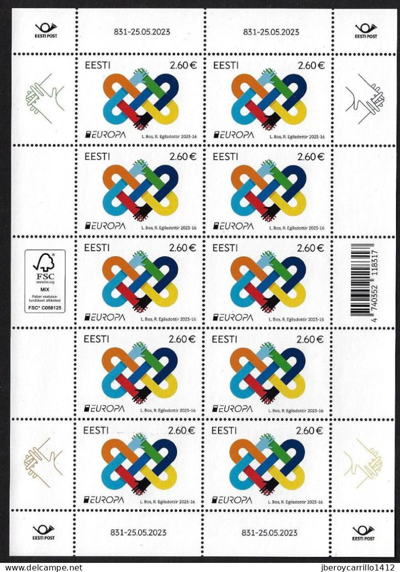 ESTONIA /ESTLAND /EESTI /ESTONIE -EUROPA 2023-"PEACE –The Highest Value Of Humanity"- SHEET Of 10 STAMPS MINT - 2023