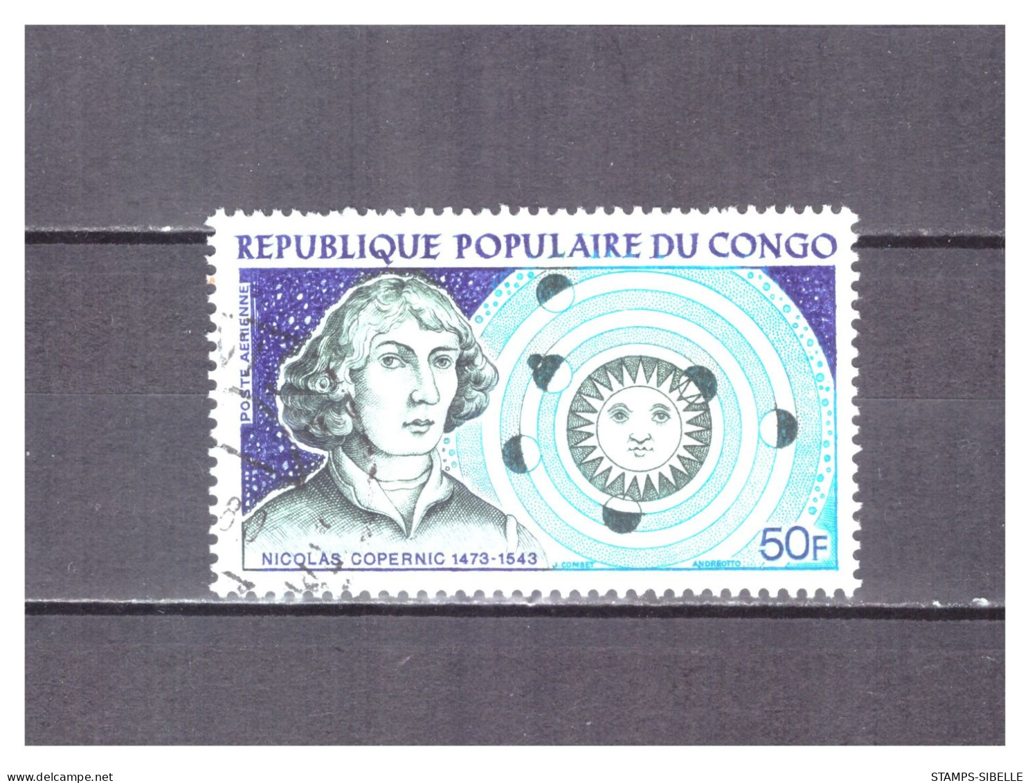 CONGO  PA N °  159  .  50 F.  NICOLAS  COPERNIC    OBLITERE   .  SUPERBE  . - Used