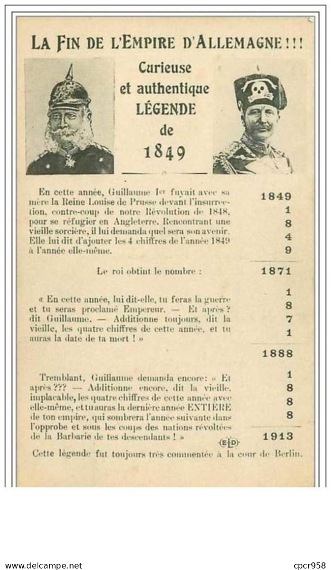 ILLUSTRATEUR.GUILLAUME II.LA FIN DE L'EMPIRE D'ALLEMAGNE.CURIEUSE ET AUTHENTIQUE LEGENDE DE 1849 - Antes 1900