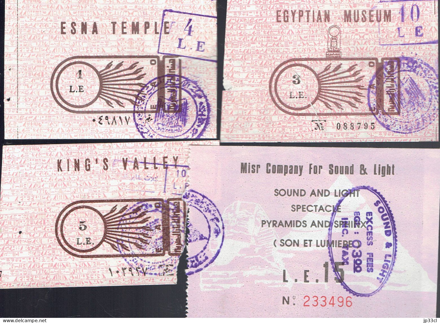 L'Égypte En 1992 : 10 Tickets : Luxor, Edfu, Philae, Karnak, Kom Ombo, King's Valley, Esna, Pyramids & Sphinx, Etc. - Tickets - Vouchers