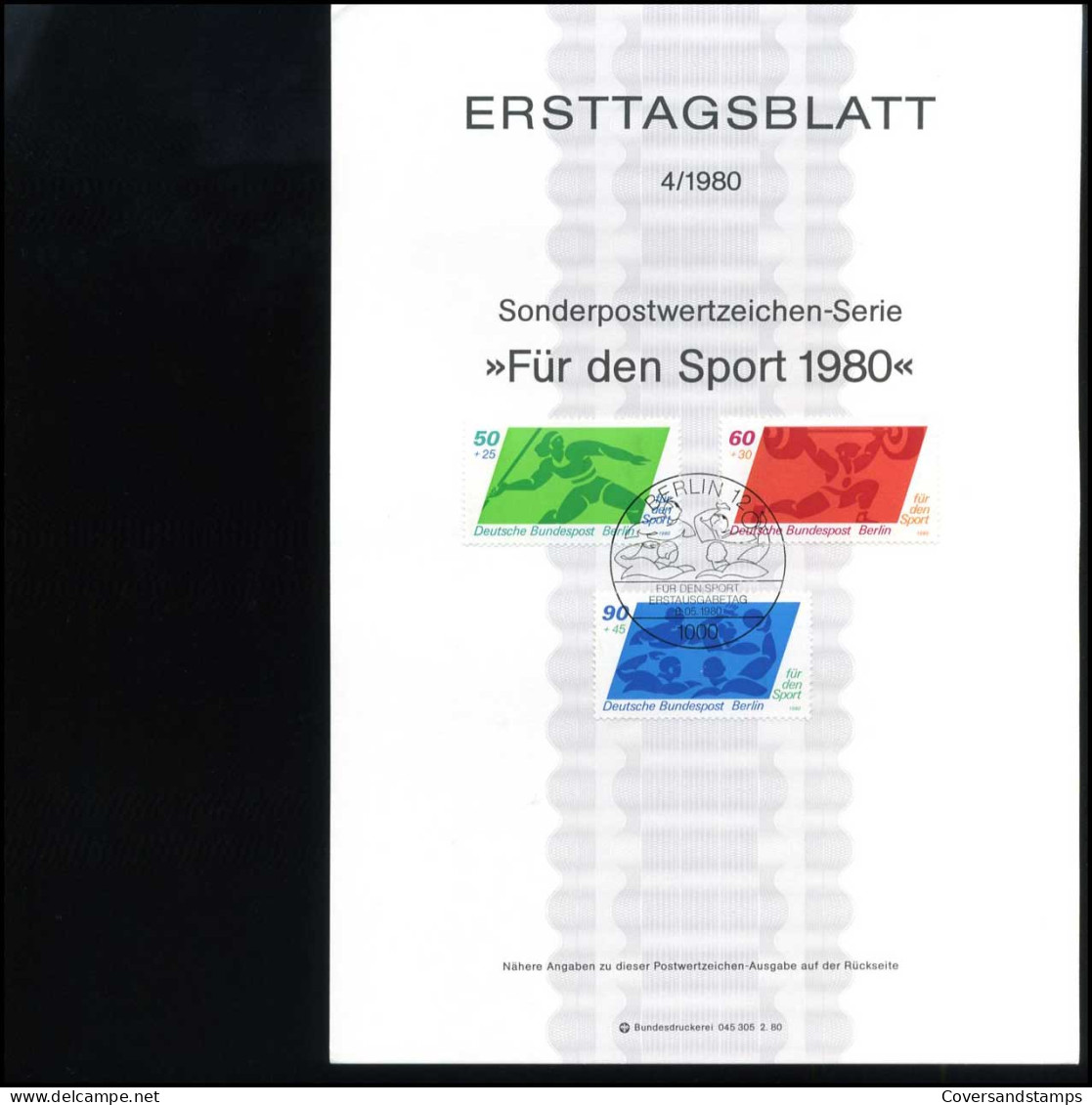 Duitsland - Ersttagsblatt - Für Den Sport 1980                             - Other & Unclassified