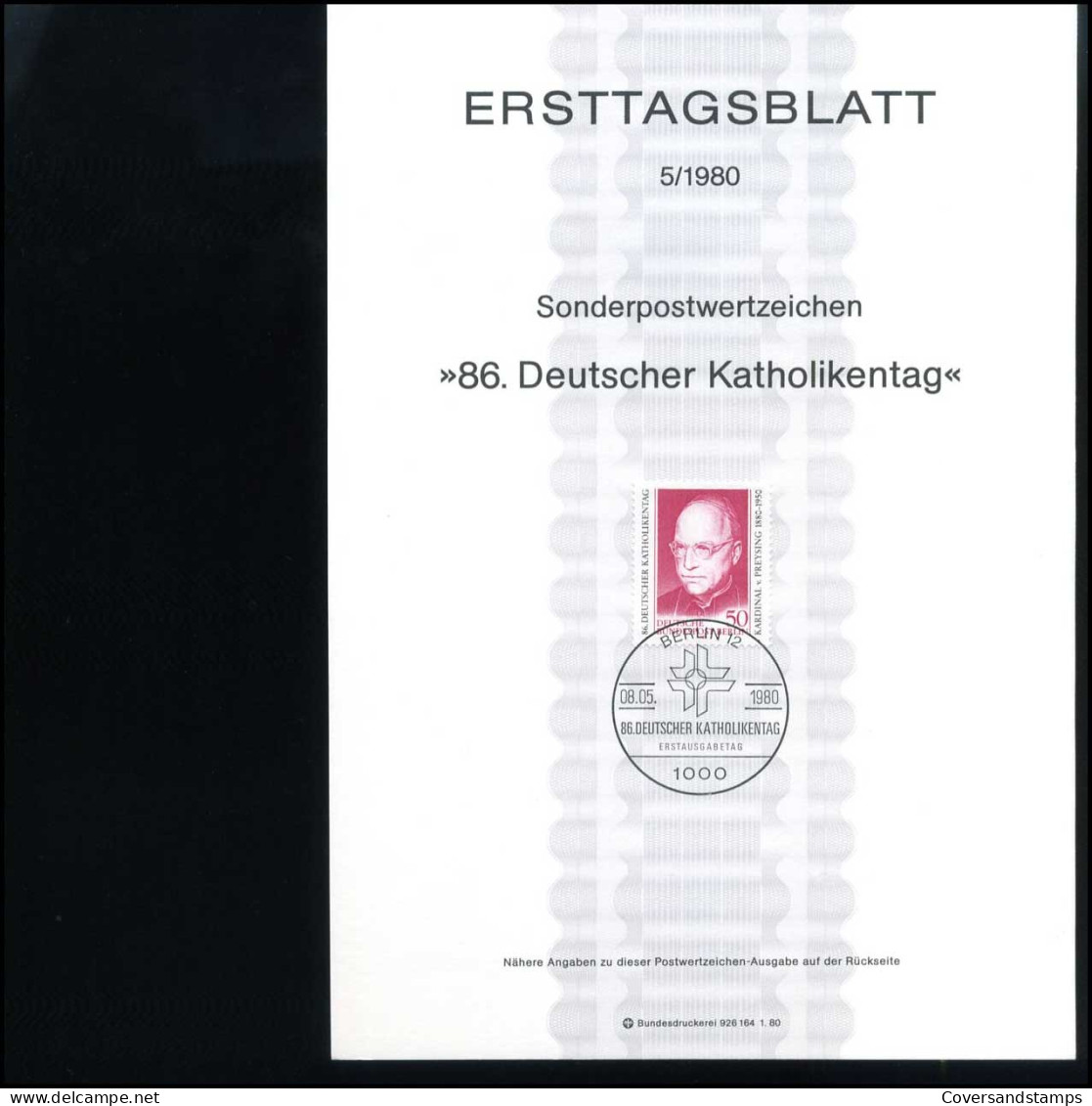 Duitsland - Ersttagsblatt - 86. Deutscher Katholikentag                              - Sonstige & Ohne Zuordnung