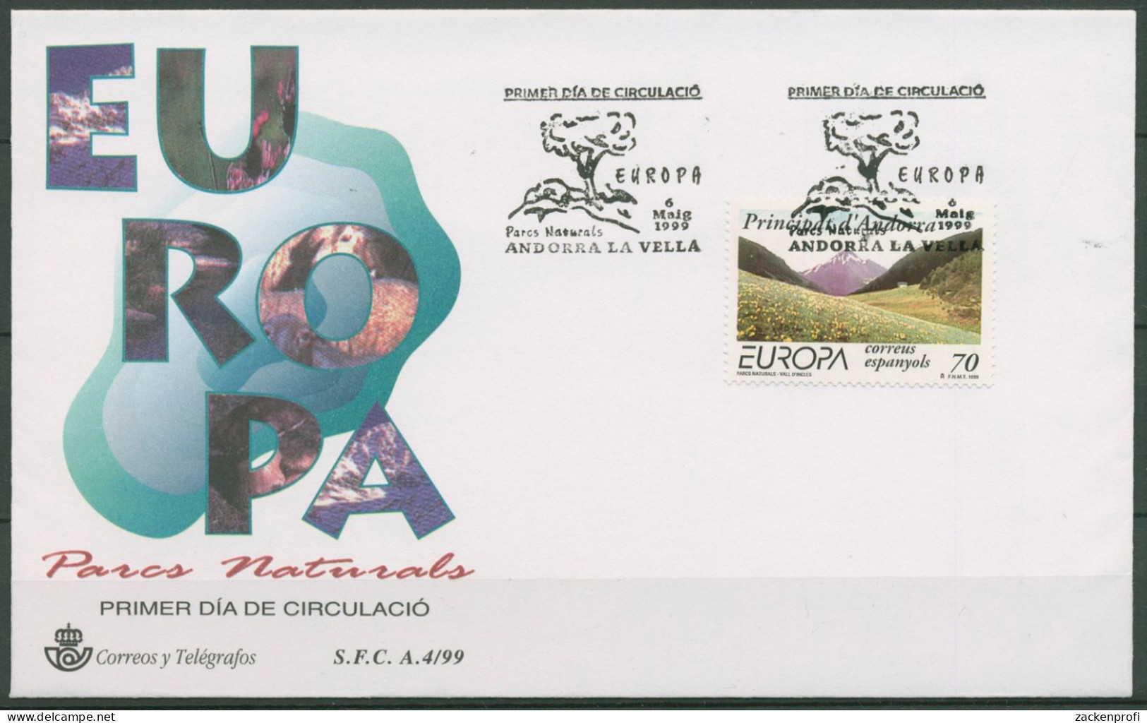 Andorra (span.) 1999 Europa CEPT Naturpark Vall D'Inclés 267 FDC (X60355) - Covers & Documents