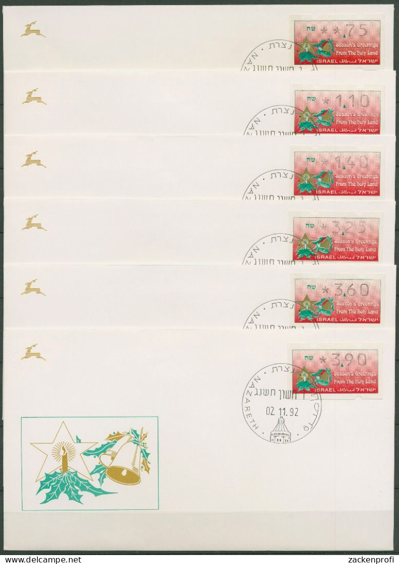 Israel 1992 Automatenmarken Weihnachten ATM 4 S 2, Ersttagsbriefe FDC (X61447) - FDC