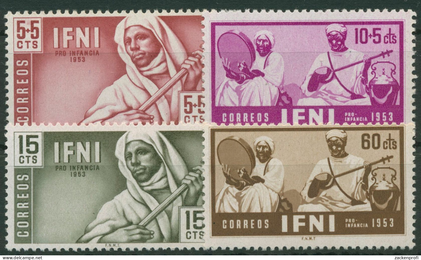 Marokko Ifni 1953 Kinderhilfe Einheimische Musik 124/27 Postfrisch - Ifni