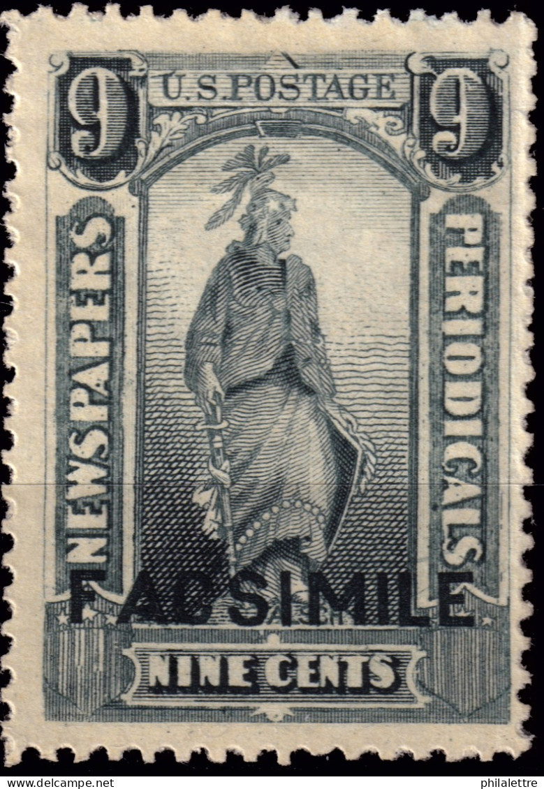 ÉTATS-UNIS / USA - 1875/85 Issue  German Reproduction ("FACSIMILE") Of Sc.type N4 9c Black - No Gum - Journaux & Périodiques