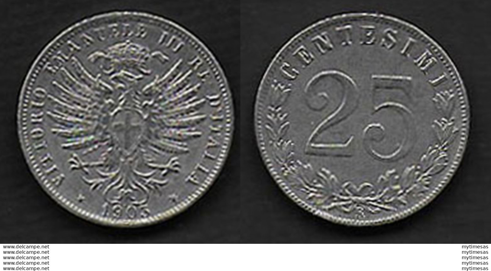 1903 Italia VE III 25c. Aquila Sabauda In Nichelio SPL - 1900-1946 : Vittorio Emanuele III & Umberto II