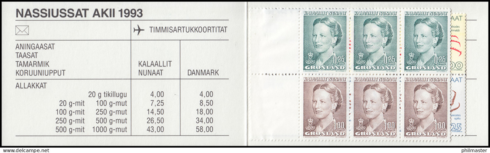 Grönland Markenheftchen 3 Königin Margrethe Und Krabben 1993, ** Postfrisch - Carnets