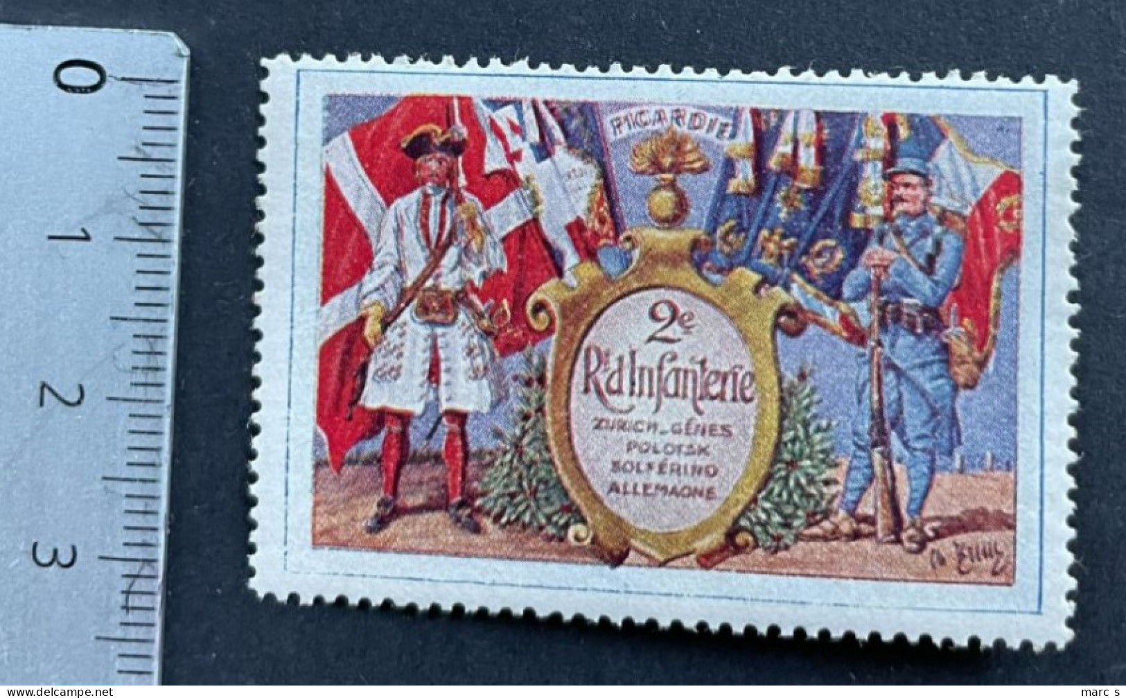 DELANDRE - VIGNETTE MILITAIRE - 2 ème REGIMENT INFANTERIE - REF. W. Schmidt 2.1 - 46x32 Mm - NEUF*/MH - VAL. "RR" - Military Heritage