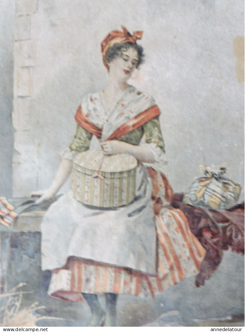 Rare Carton Publicitaire Année 1895   POSTE AUX CHEVAUX  Bureau De Diligence (dessin De Cécile Chennevière) - Targhe Di Cartone