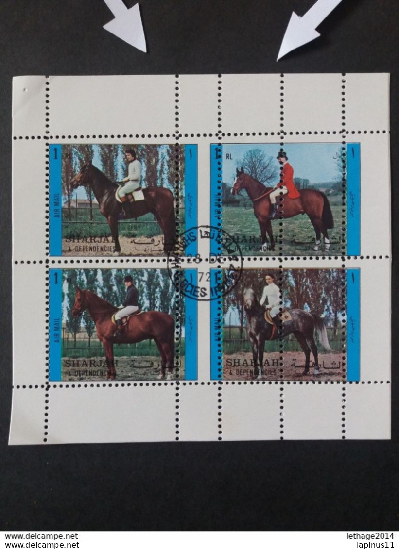 Emirati Arabi الإمارات العربية المتحدة Sharjah 1972 Riders Cat. Michel 1296-1299 Perf Error. Cancellation Of Issue MNH - Schardscha