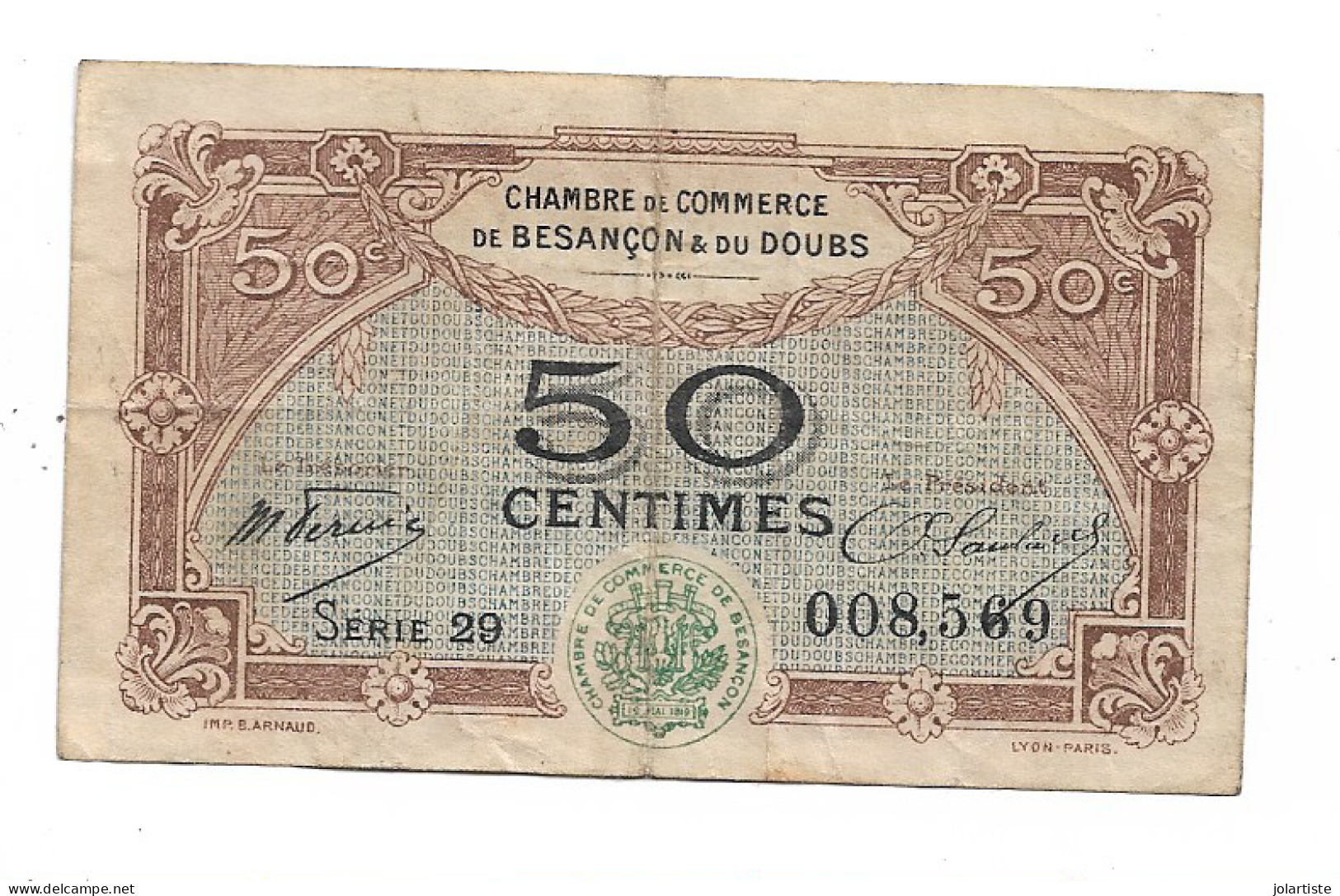 Chambre De Commerce De Besancon Et Du Doubs 50 Centimes 1924 N0171 - Sin Clasificación