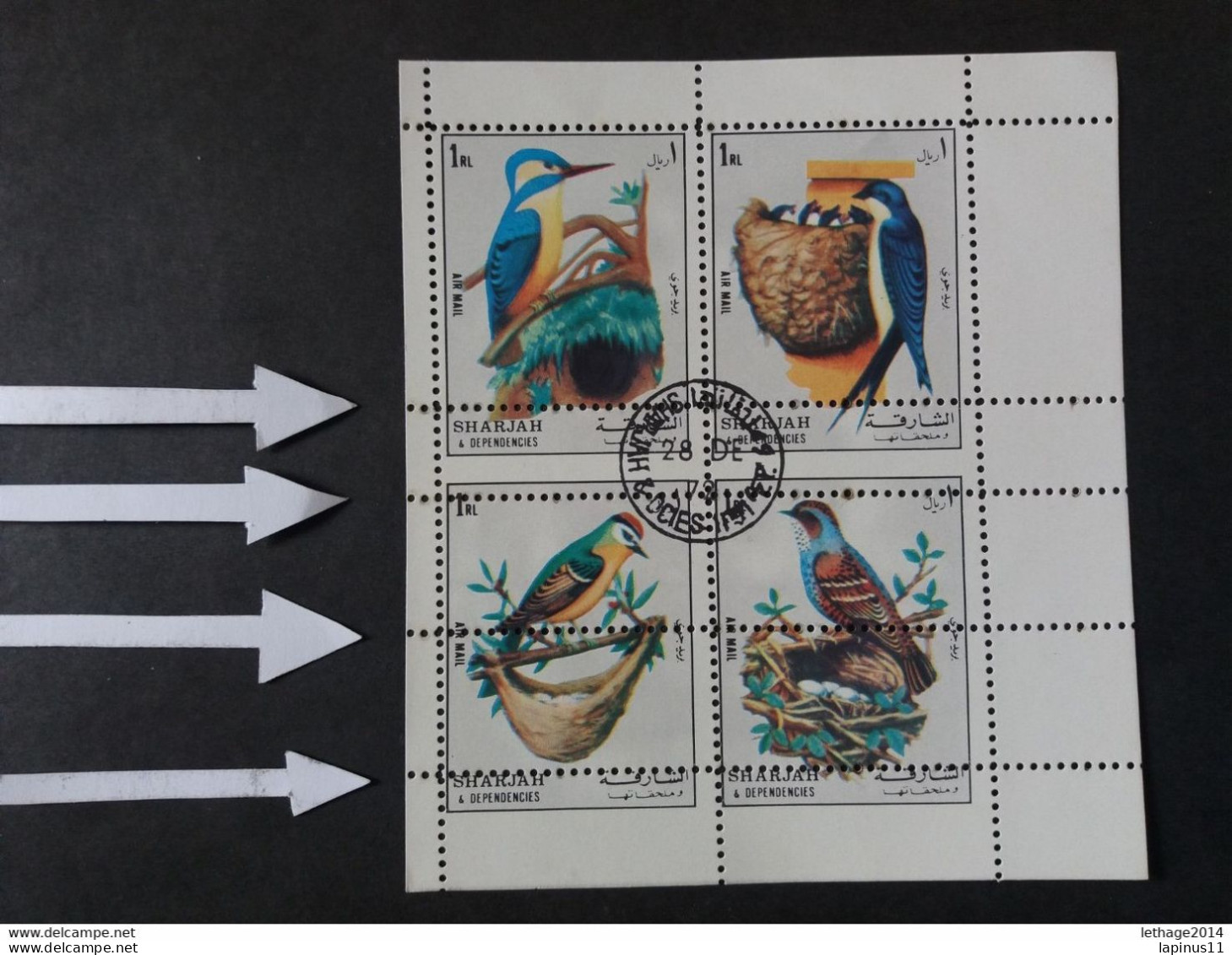 Emirati Arabi الإمارات العربية المتحدة Sharjah 1972 Birds Cat. Michel 1308-1311 Error Perf. Cancellation Of Issue MNH - Sharjah