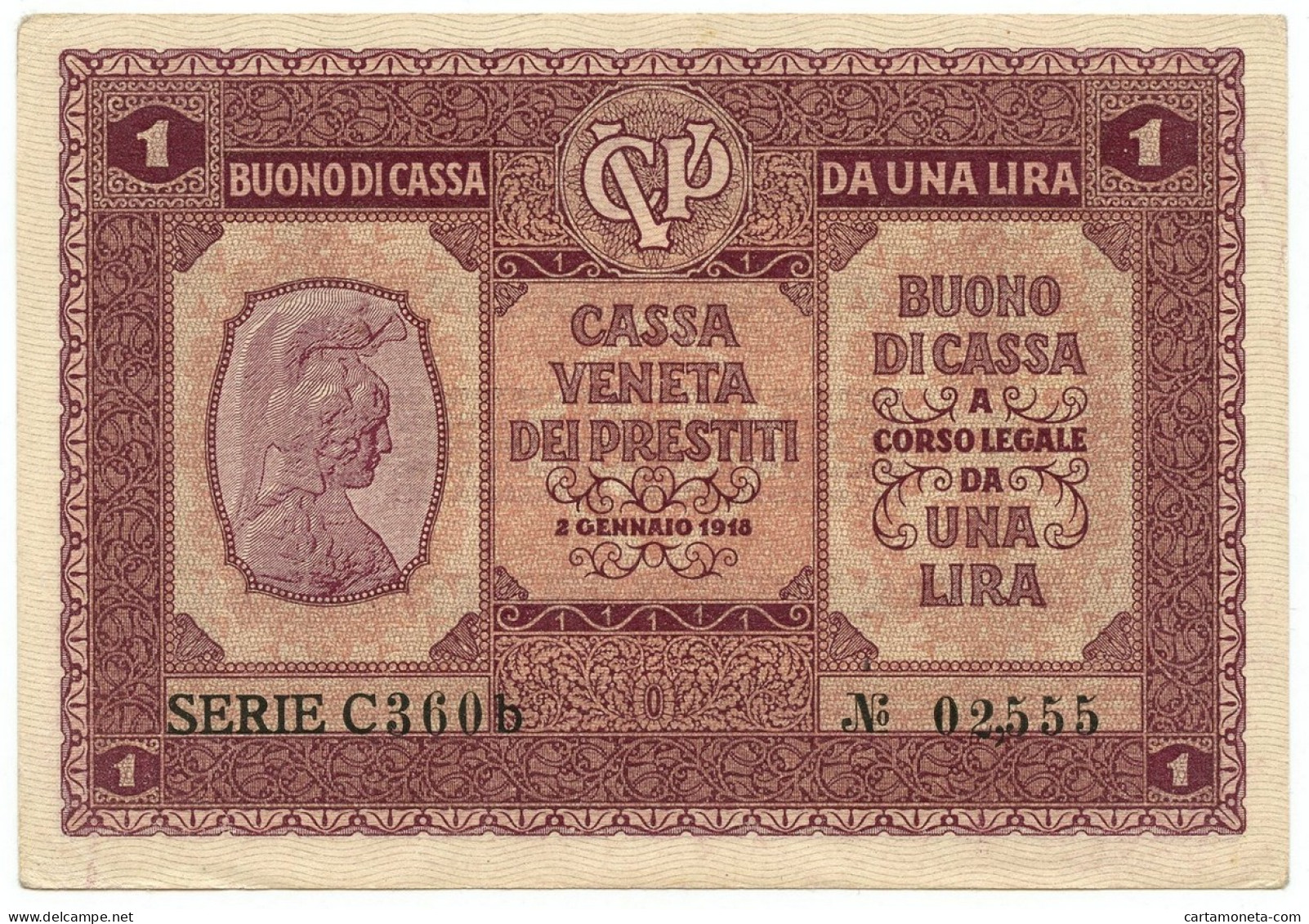 1 LIRA CASSA VENETA DEI PRESTITI OCCUPAZIONE AUSTRIACA 02/01/1918 SUP - Besetzung Venezia