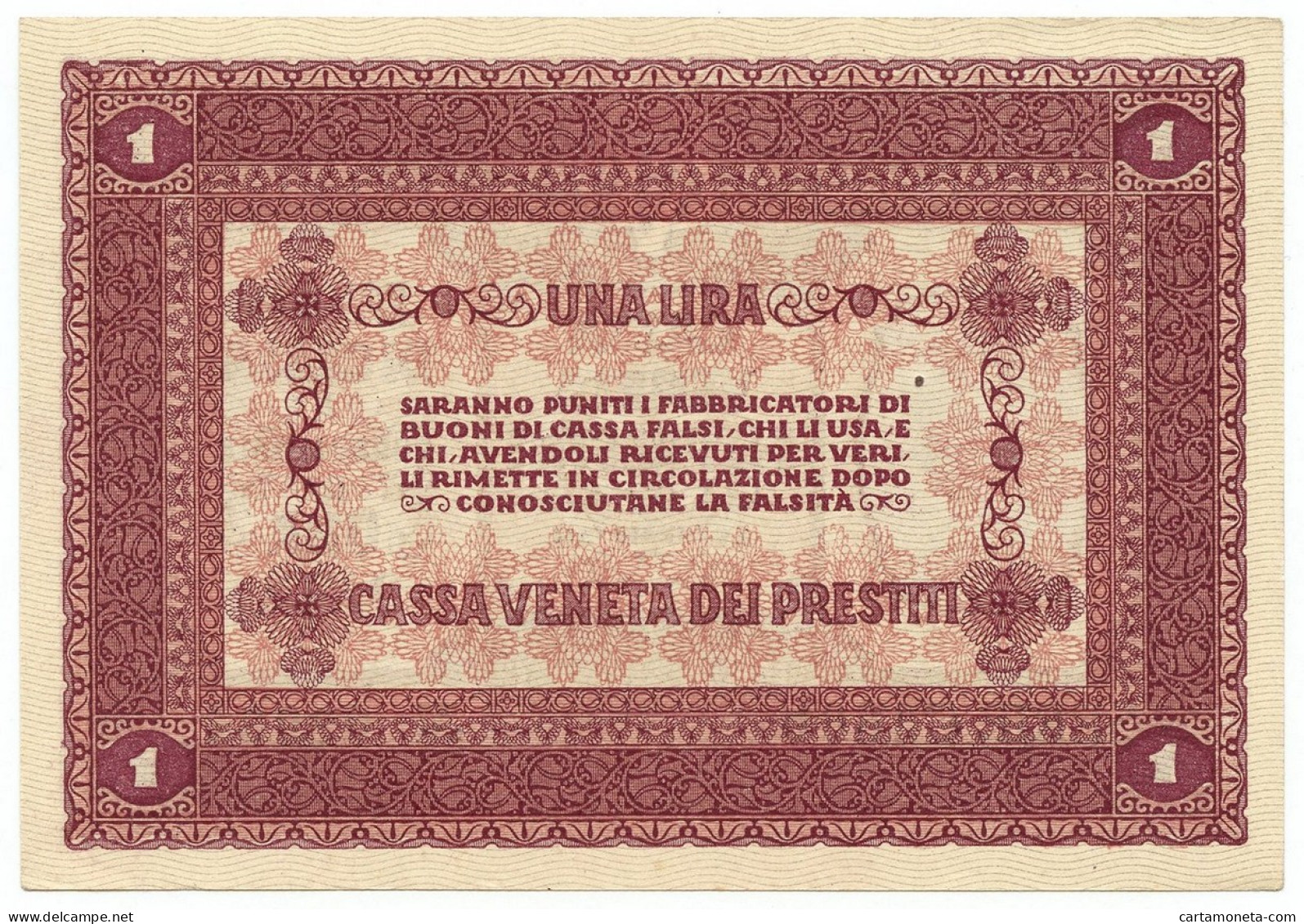 1 LIRA CASSA VENETA DEI PRESTITI OCCUPAZIONE AUSTRIACA 02/01/1918 QFDS - Besetzung Venezia