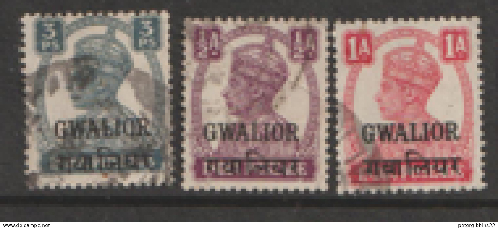 India  Gwalior  1939    Various Values  Fine Used - Gwalior