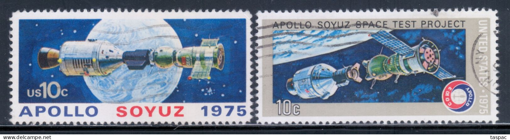 United States 1975 Mi# 1179-1180 Used - Apollo Soyuz Space Test Project - Etats-Unis