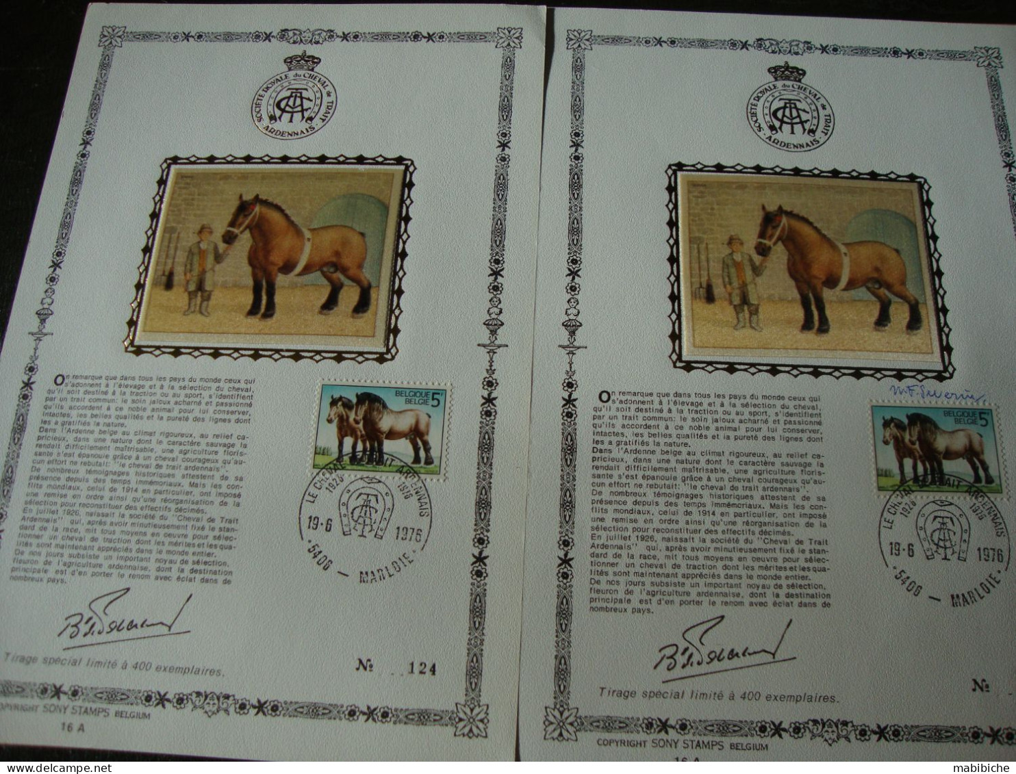 Feuillet Cheval De Trait Ardennais. - 1971-1980