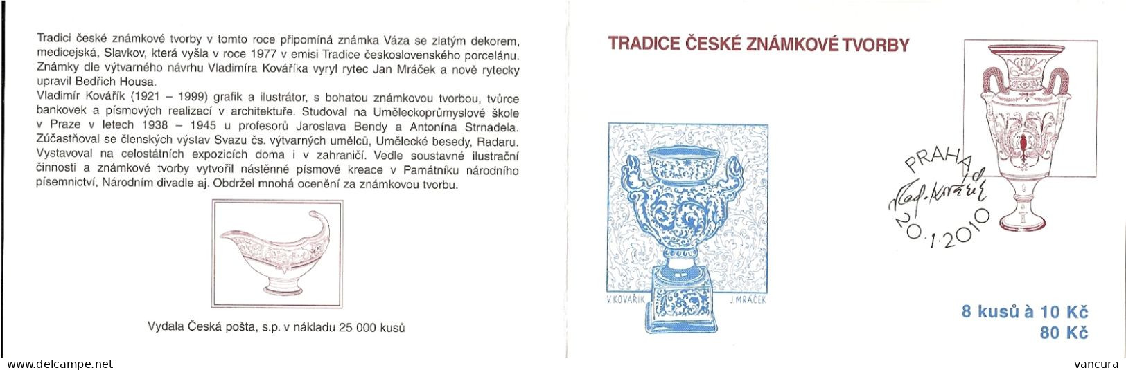 Booklet 619 Czech Republic Traditions Of The Czech Stamp Design 2010 Stamps On Stamps - Porcelaine