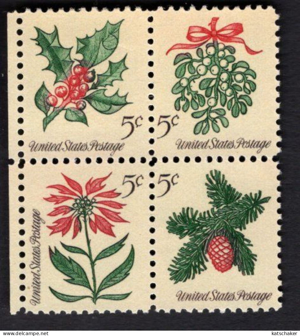 2006890523 1964 (XX) SCOTT 1257C POSTFRIS MINT NEVER HINGED  CHRISTMAS FLORA TAGGED BLOCK - Ongebruikt