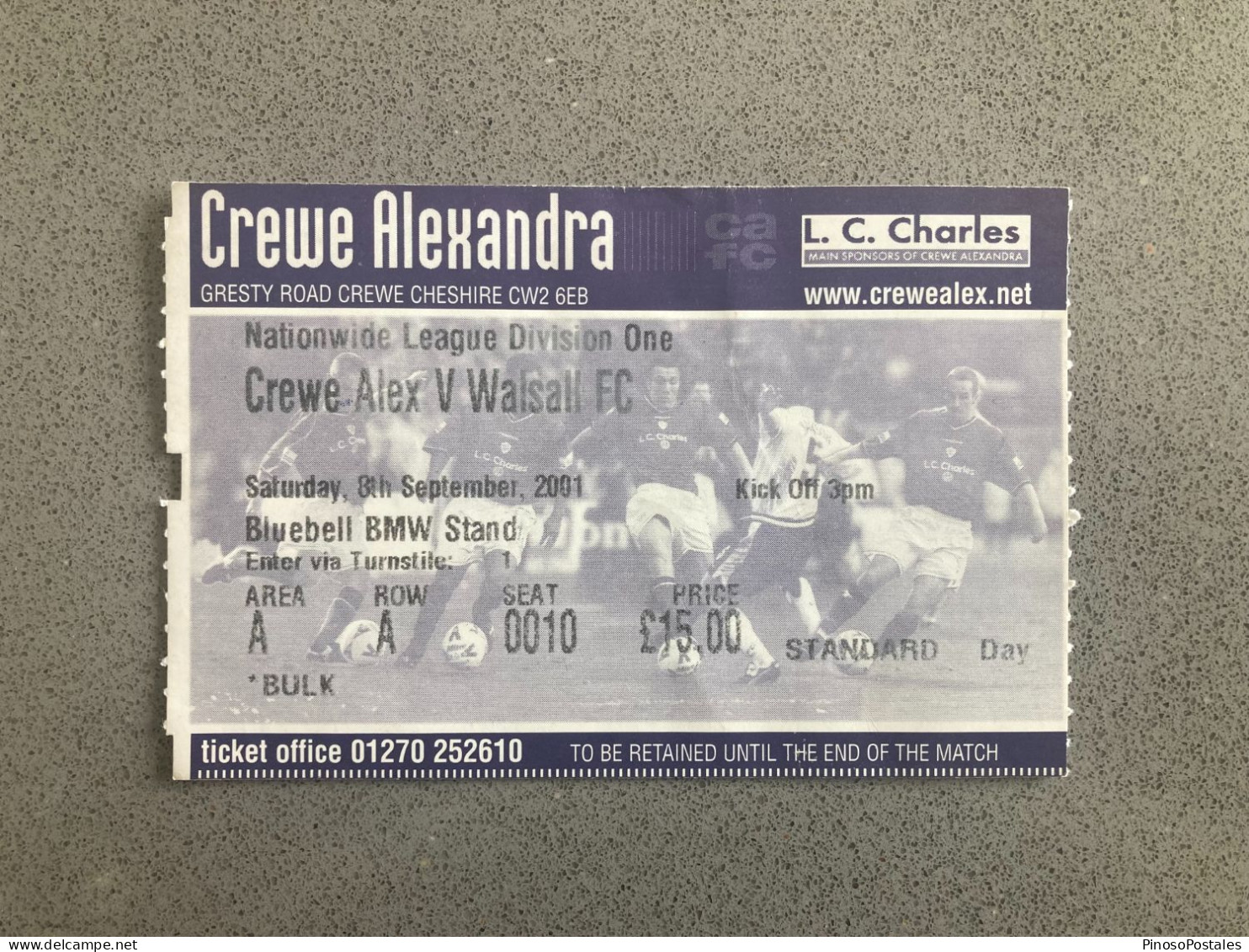 Crewe Alexandra V Walsall 2001-02 Match Ticket - Tickets - Entradas