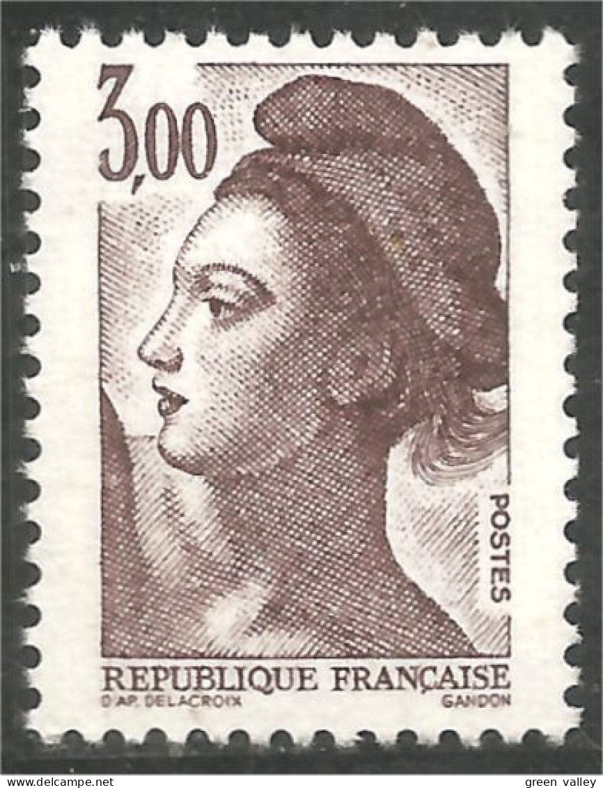 352 France Yv 2243 Liberté De Gandon 3 F Brun Violet Brown MNH ** Neuf SC (2243-1b) - 1982-1990 Liberté (Gandon)