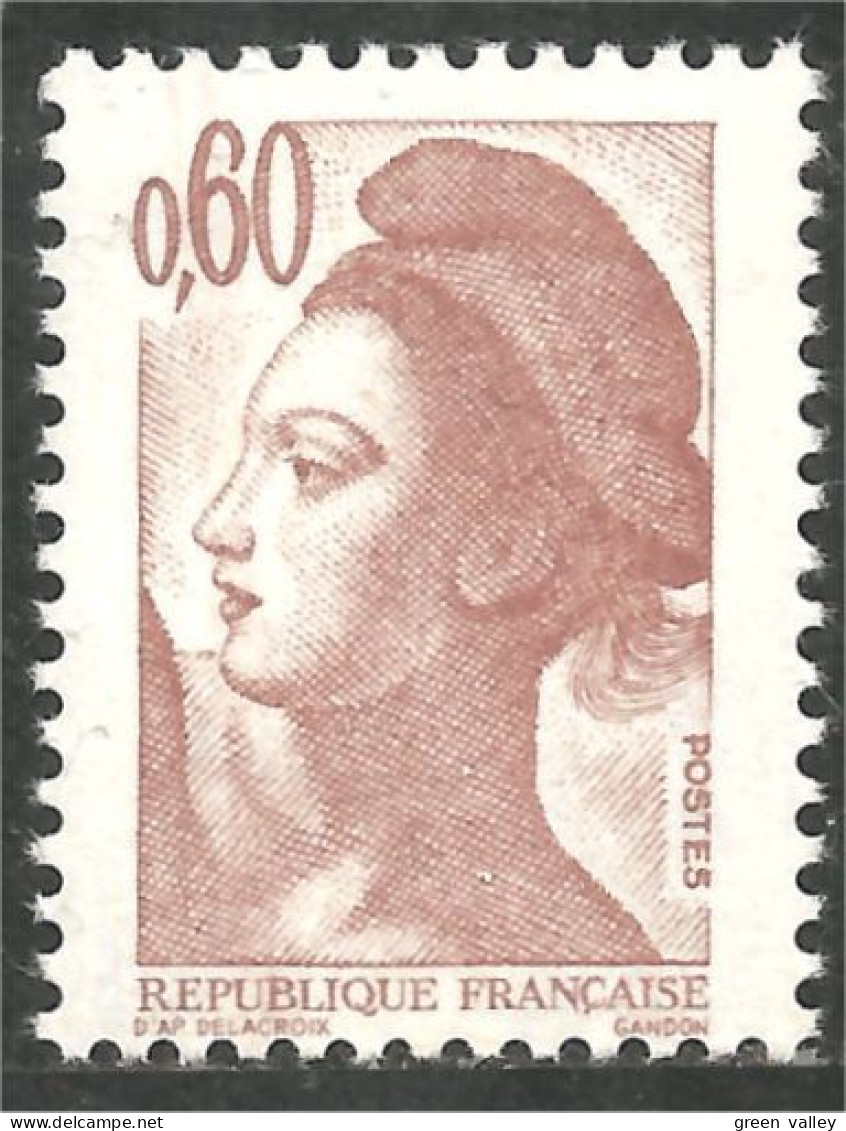 352 France Yv 2239 Liberté De Gandon 60c Brun Rose Brown MNH ** Neuf SC (2239-1b) - 1982-1990 Liberté De Gandon