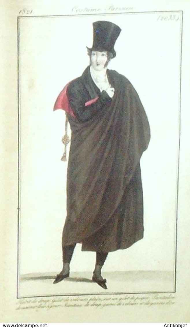 Journal des Dames & des Modes 1821 Costume Parisien Année complète 84 planches aquarellées