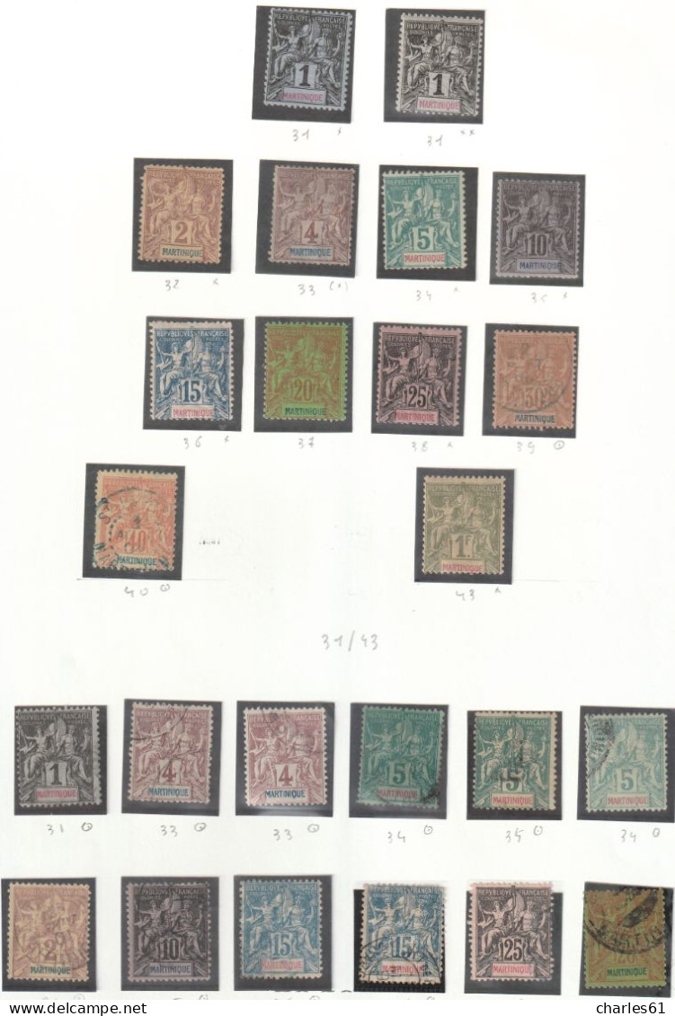 MARTINIQUE - LOT TIMBRES (1892-1947) Neufs **/*/OBL : Cote +1200€ - Sonstige & Ohne Zuordnung
