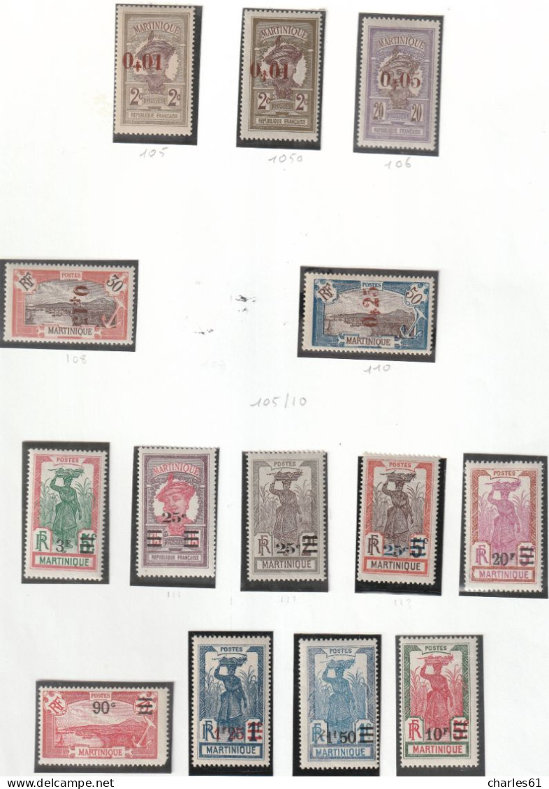 MARTINIQUE - LOT TIMBRES (1892-1947) neufs **/*/OBL : cote +1200€