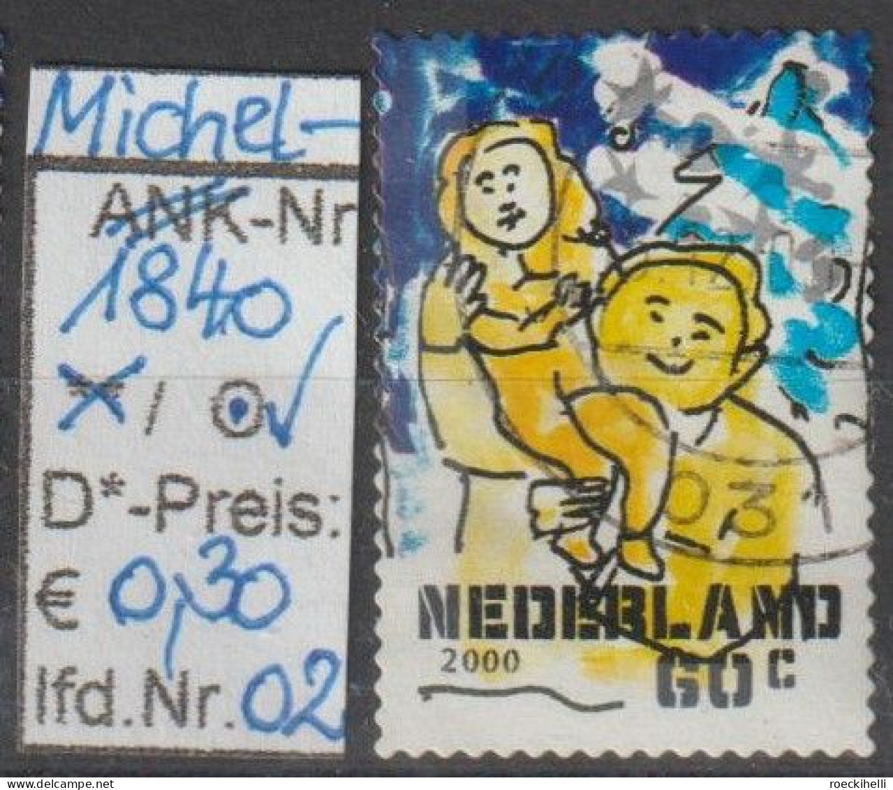 2000 - NIEDERLANDE - FM/DM "Dez.marken-Mann Trägt Mädchen" 60 C Mehrf. - S. Scan  (1840o 01-02 Nl) - Oblitérés