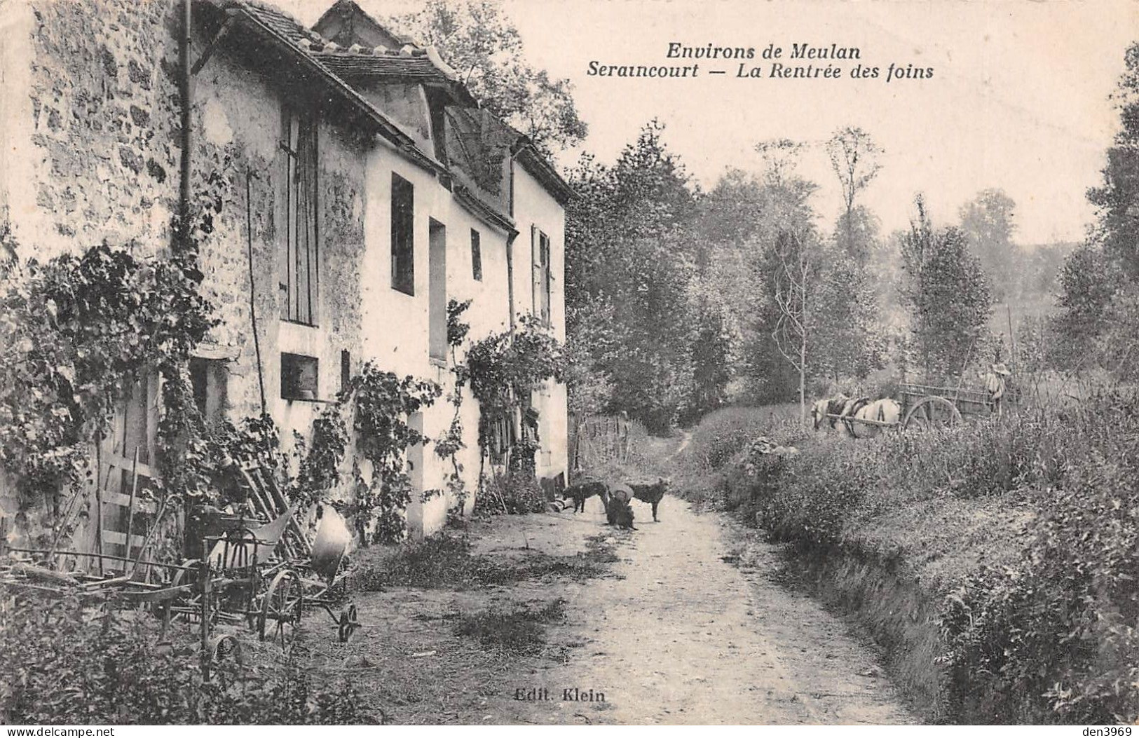 SERAINCOURT (Val-d'Oise) - La Rentrée Des Foins - Attelage De Cheval - Environs De Meulan - Ecrit 1919 (2 Scans) - Seraincourt