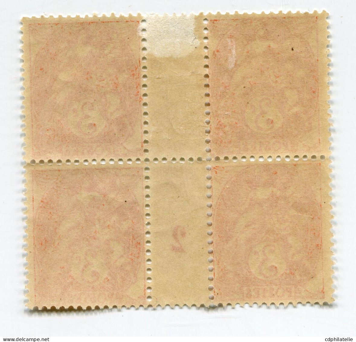 FRANCE N°109 ** / * TYPE BLANC IB EN BLOC DE 4 AVEC MILLESIME 2 ( 1912 ) - Millesimi