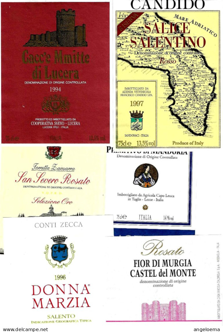 ITALIA ITALY - 11 Etichette Vino Rosso PUGLIA Anni 80-90 Vari Vini Rossi E Rosati Pugliesi - Lotto 2 - Rode Wijn