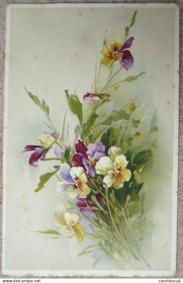 CPA Lot 6 X Litho Illustrateur FLEURS FLEUR THEME PENSEE PENSEES VOEUX LANGAGE POEME - Colecciones Y Lotes