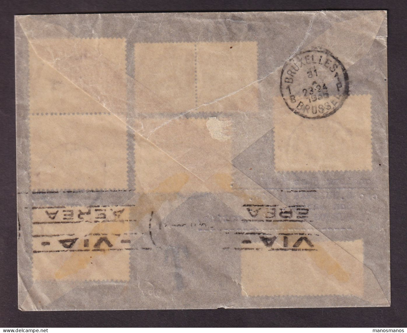 957/40 -- PAR AVION - Enveloppe Insuffisamment Affranchie (T) TP Képi Et PA - THIENEN 1935 Vers BUENOS AIRES Argentine - Cartas & Documentos