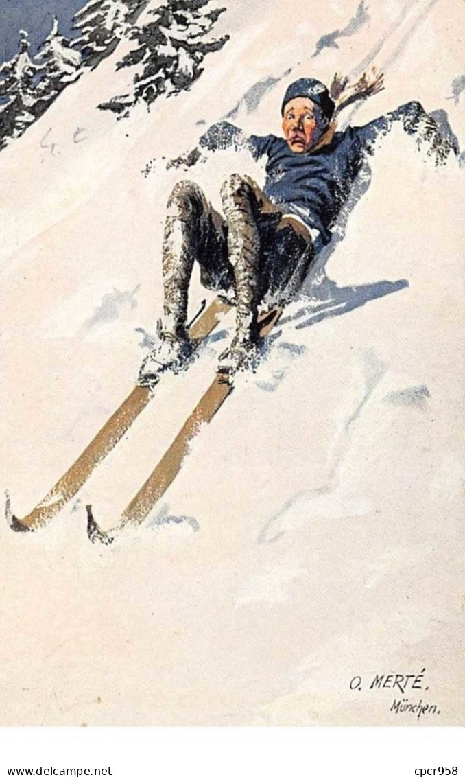Illustrateur - N°60190 - O. Merté - Homme Sur Les Skis Tombant - Mertè, O.