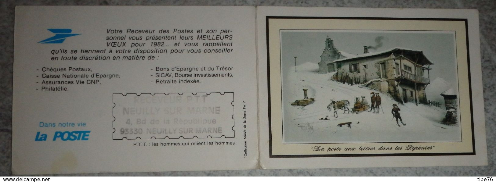 Petit Calendrier  Poche 1982 La Poste  PTT La Poste Aux Lettres Dans Les Pyrénées - Neuilly Sur Marne Seine Saint Denis - Klein Formaat: 1981-90