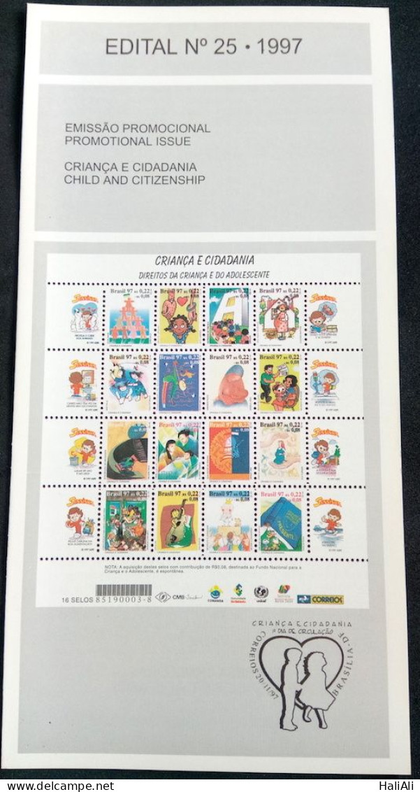 Brochure Brazil Edital 1997 25 Child And Citizenship Without Stamp - Storia Postale