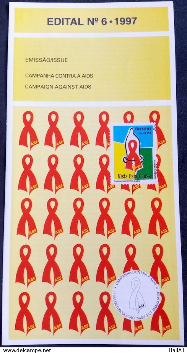 Brochure Brazil Edital 1997 06 Against AIDS Health Without Stamp - Covers & Documents