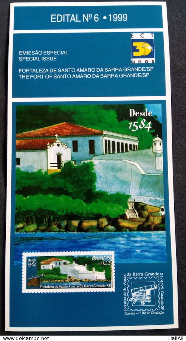 Brochure Brazil Edital 1999 06 Fortaleza Santo Amaro Without Stamp - Lettres & Documents