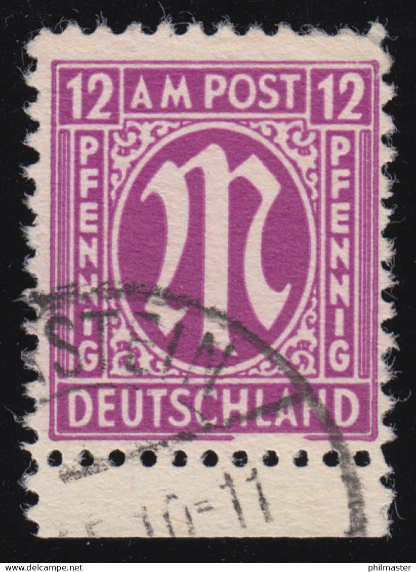 7I AM-Post 12 Pf. O Mit PLF Linienbruch Unter HLA, Feld 96, Schönes Bedarfsstück - Used